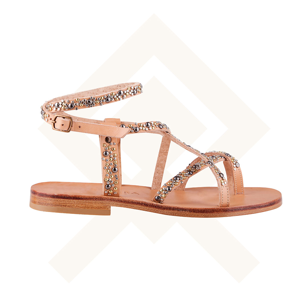 St Petrum Studded Sandals Natural